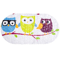 Cartoon Bird Anti-slip Shower Stall Mat with Drain Holes and Suction Cup
