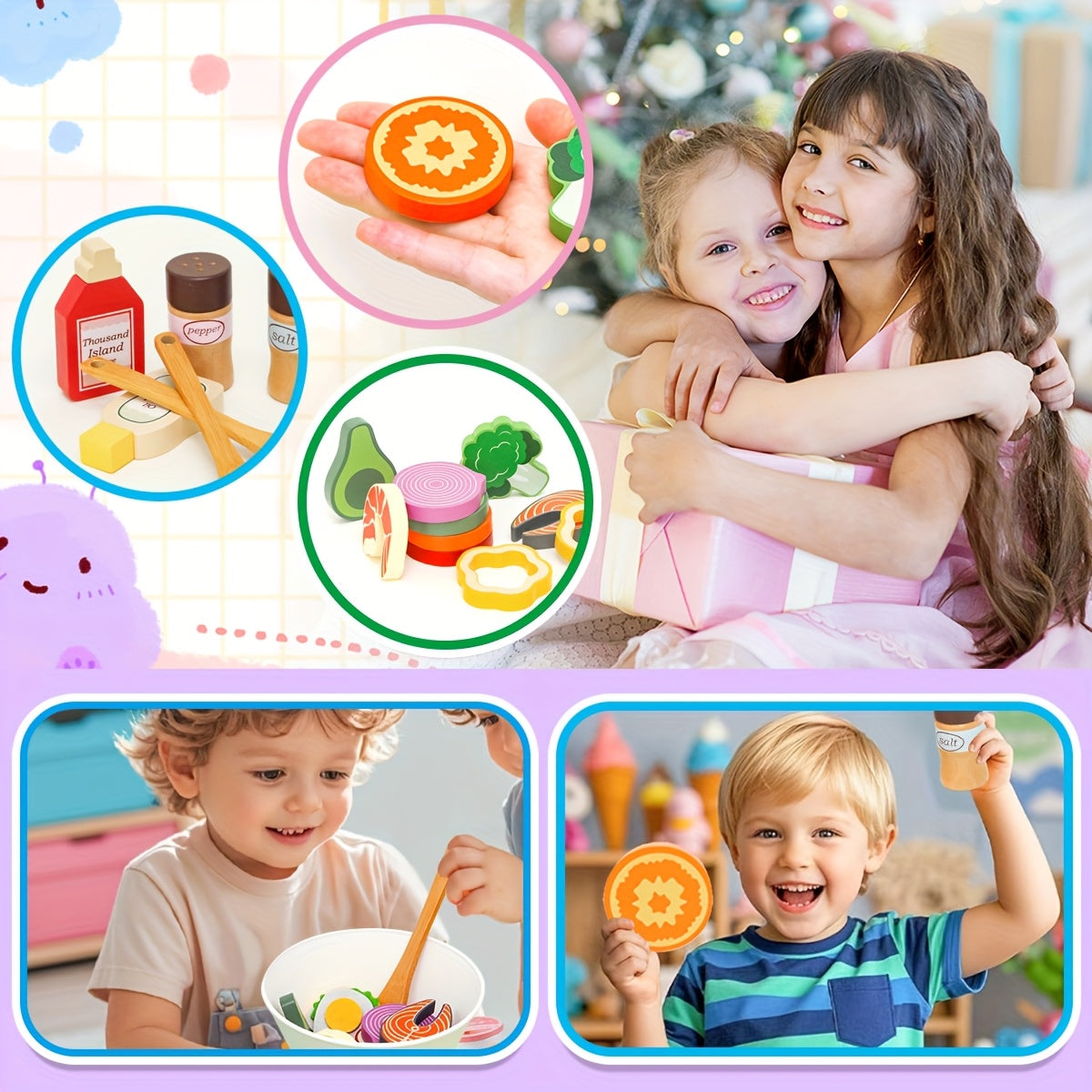 Kids' Simulated Salad Set Pretend Kitchen Toys Educational Toy