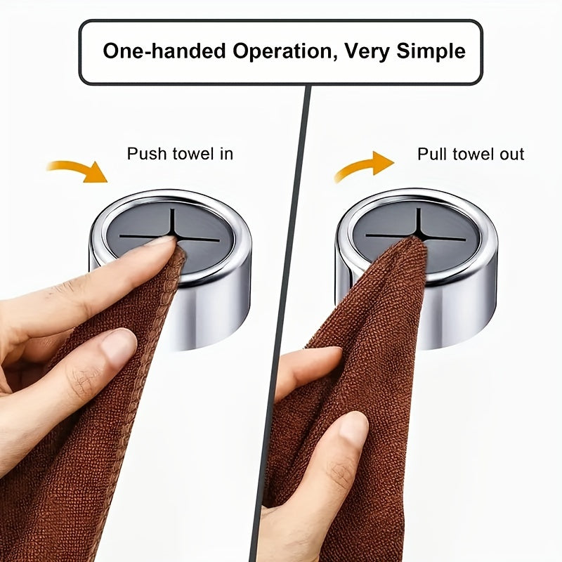 2pcs Self Adhesive Push Towel Hooks for Bathroom