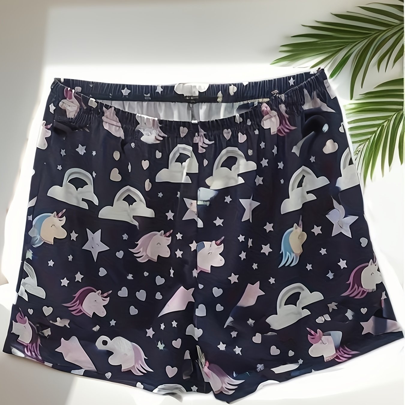 Sports Shorts Women's Heart Print Elastic Waist Loose Running Yoga Sho