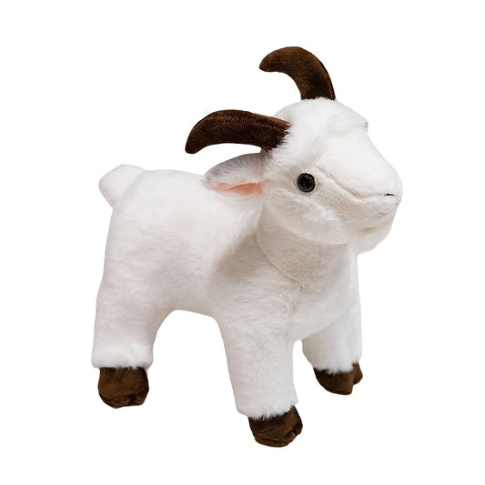 Soft Goat Plush Toy with Expressive Eyes & Horns