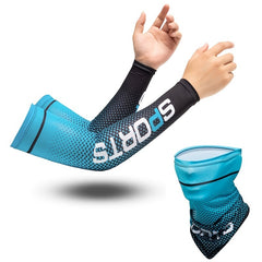 Cooling Arm Sleeves & Face Gaiter Set UV Protective Sunscreen