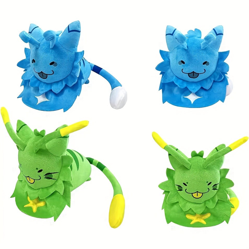 Green Cat Plush Toy with Star Accessories - Adorable Soft Stuffed Animal