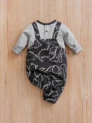 Dinosaur Print Newborn Romper Long Sleeve Baby Bodysuit