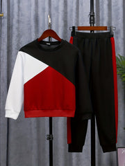 Boy's 2pcs Sweatshirt & Sweatpants Set Casual Outfits For Spring Fall