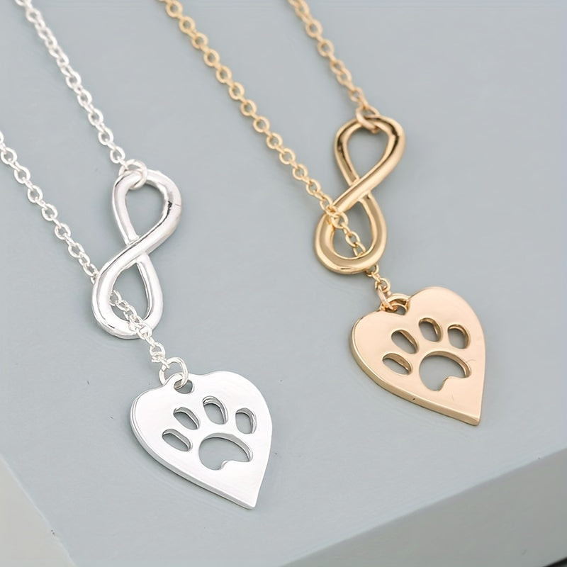 Heart Shaped Dog Claw Pendant Necklace for Girls