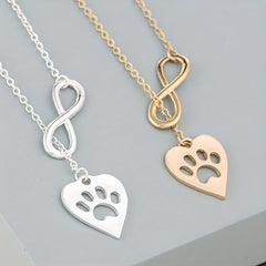 Heart Shaped Dog Claw Pendant Necklace for Girls
