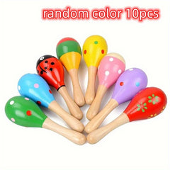10 Pcs Colorful Wooden Rattles Sand Hammer Holiday Sand Hammer