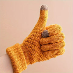 Winter Thermal Knit Gloves Touch Screen Windproof Warm Thick Full Finger Gloves