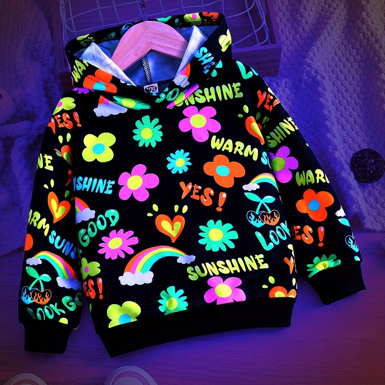 Girls Colorful Sunshine & Flowers Hoodie Sweatshirt