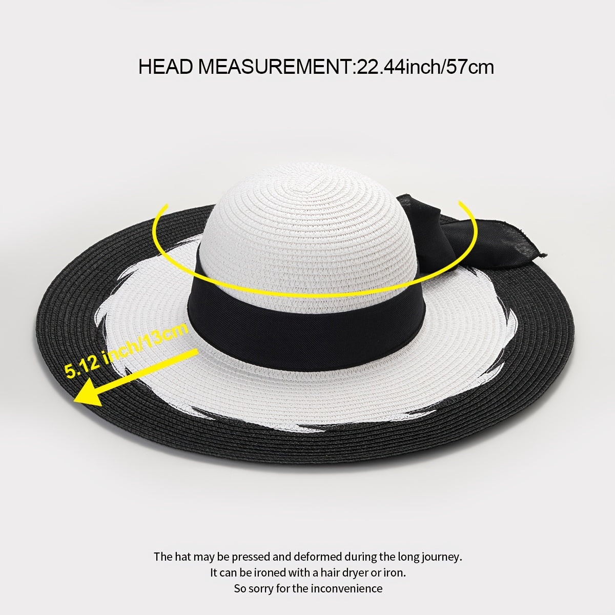 Women Bow Straw Hat Big Brim Summer Beach Sun Hat