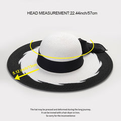 Women Bow Straw Hat Big Brim Summer Beach Sun Hat
