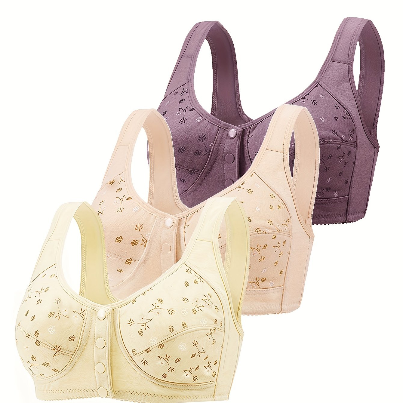 3pcs Wireless Bras Full Coverage Bra Women's Lingerie