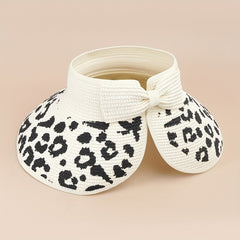 Leopard Print Summer Visor Straw Sun Hat UV Protection