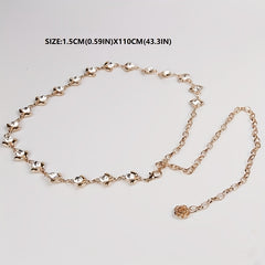 Rhinestone Waist Chain Flower Pendant Decorative Girdle Jewelry