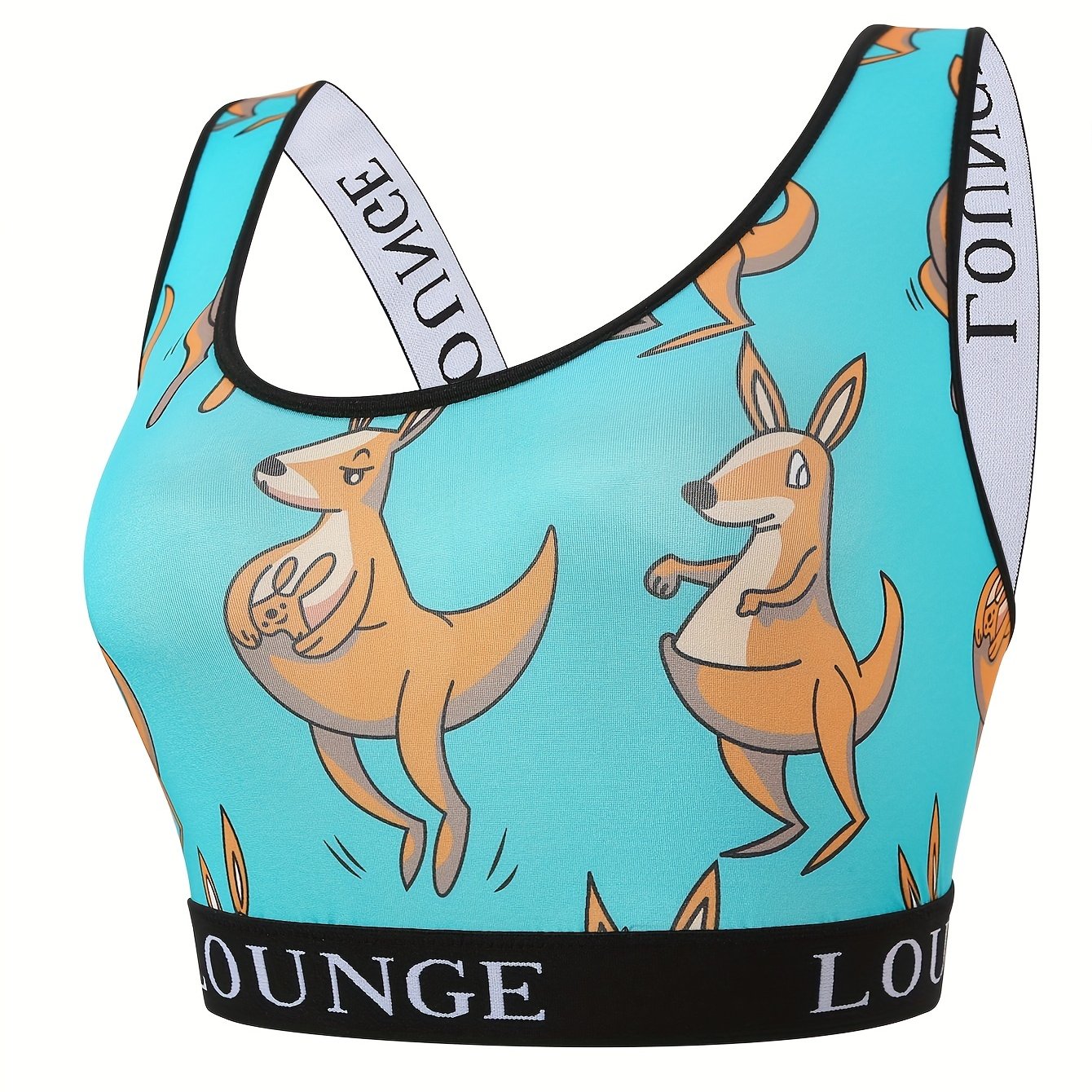 Bra Women's Plus Kangaroo Print Letter Tape Medium Stretch Bralette