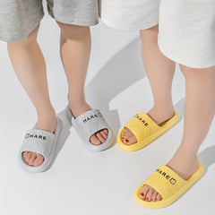 Letter Pattern Slippers Casual Solid Open Toe Soft Sole Shoes