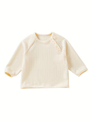 Girl's Loose Pullover Top with Buckle Round Neck