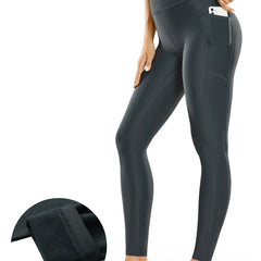 Fleece Lined Yoga Pants High Waist Side Pockets Women's Activewear