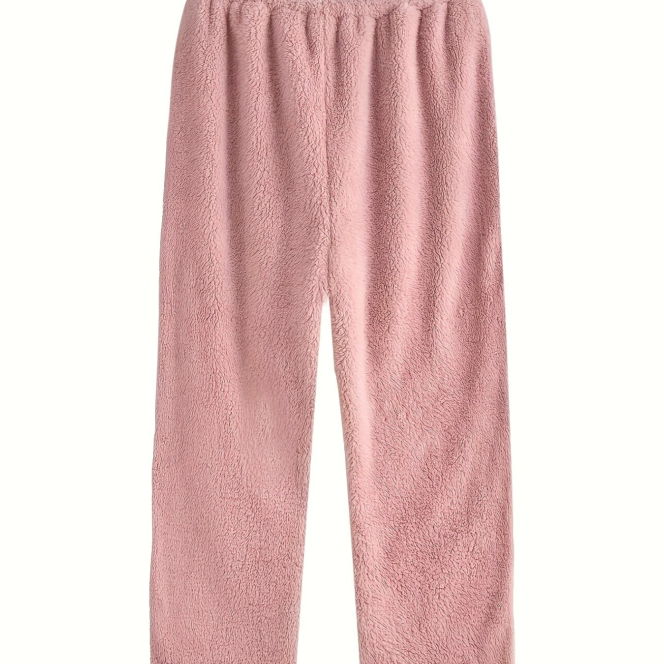 Solid Fleece Lined Warm Fluffy Home Wear Pants