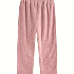 Solid Fleece Lined Warm Fluffy Home Wear Pants