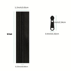 5 Rolls 10 Yards Nylon Coil Zipper By the Yard Continuous Zipper Sliders