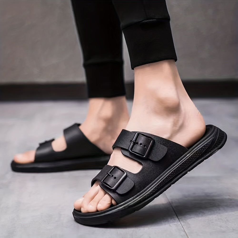 Men's Pin Buckle Slides Sandals Casual Non Slip Slippers Open Toe Shoes