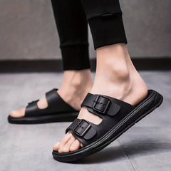 Men's Pin Buckle Slides Sandals Casual Non Slip Slippers Open Toe Shoes