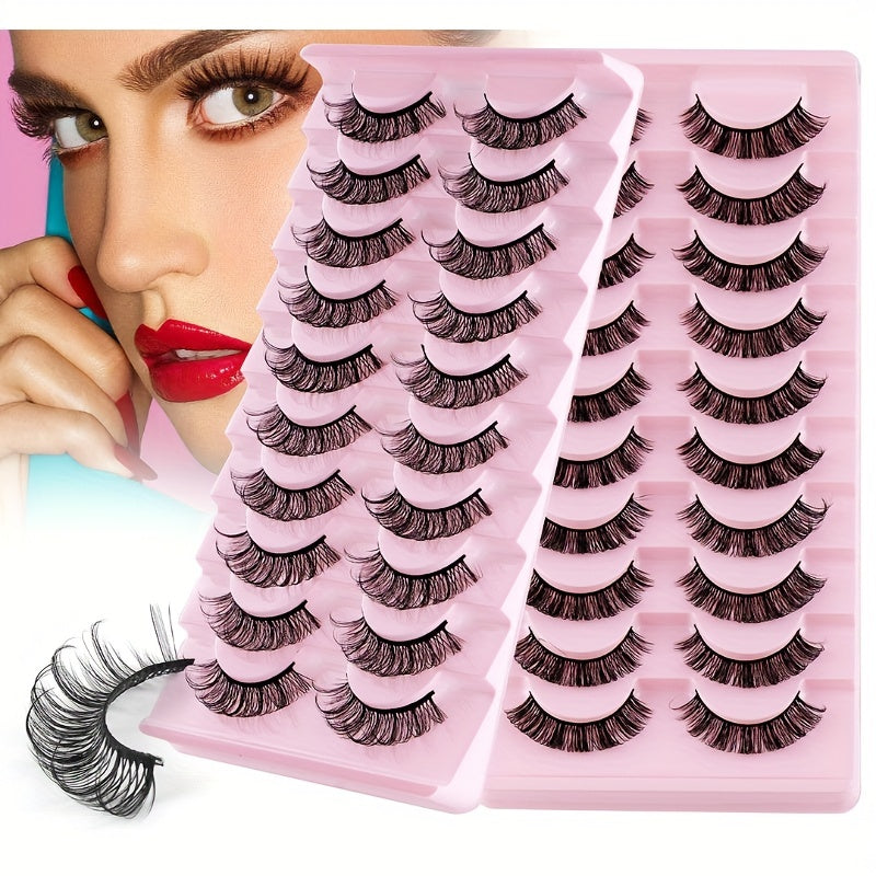 Curling Thick Volume Lashes Natural Look False Eyelashes 10 Pairs