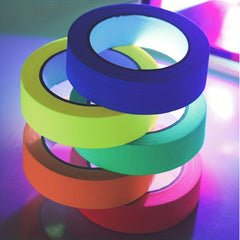 6 Pcs UV Blacklight Reactive Neon Gaffer Cloth Tape 6 Colors 0.59inch 16ft