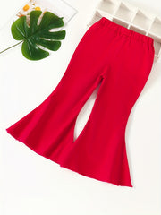 Baby Girls Rose Red Ripped Flare Pants Stretch Jeans