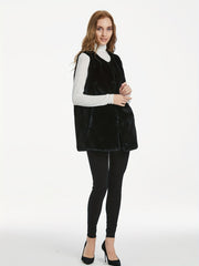 Fuzzy Vest Casual Crew Neck Sleeveless Winter Vest Women's Clothing