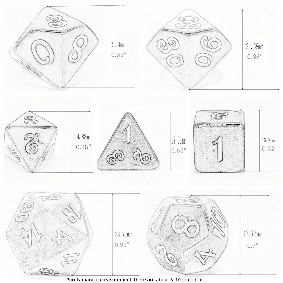 7pcs Resin Dice Set for Role Playing Board Game