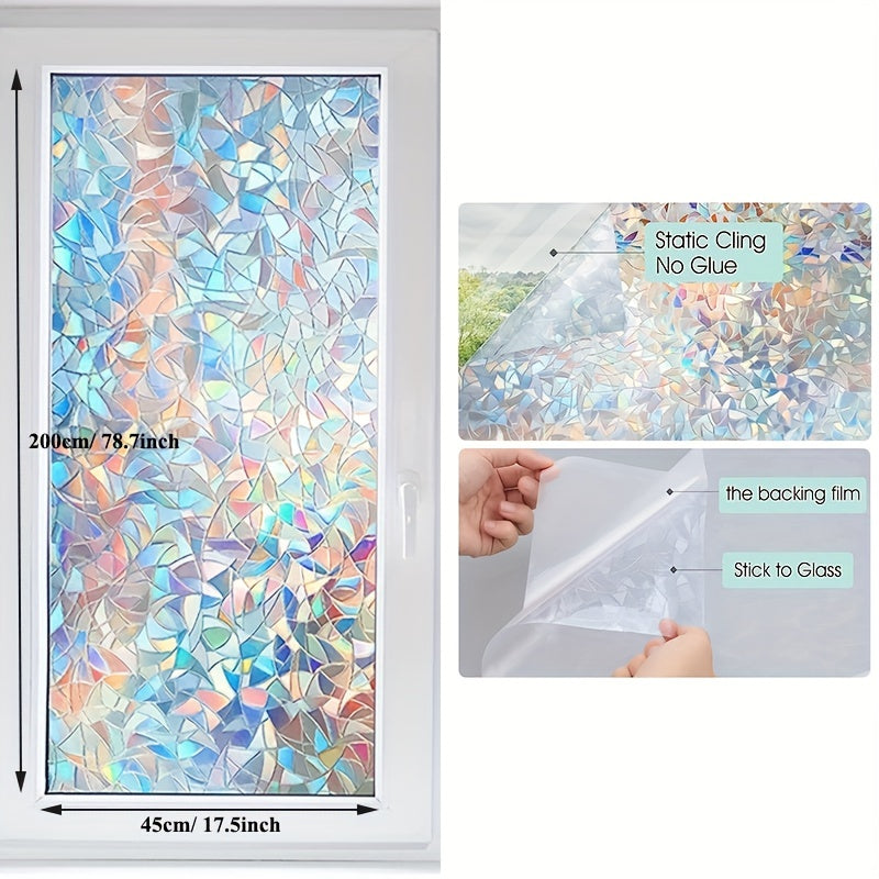 Decorative Window Film Privacy Stained Glass Effect Non Adhesive No Glue