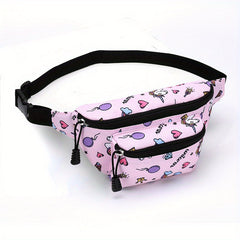 Girls Cartoon Waist Bag Adjustable Strap Fanny Bag for Sports Casual Travel