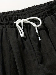 Men's Faux Suede Jogger Pants Loose Trousers