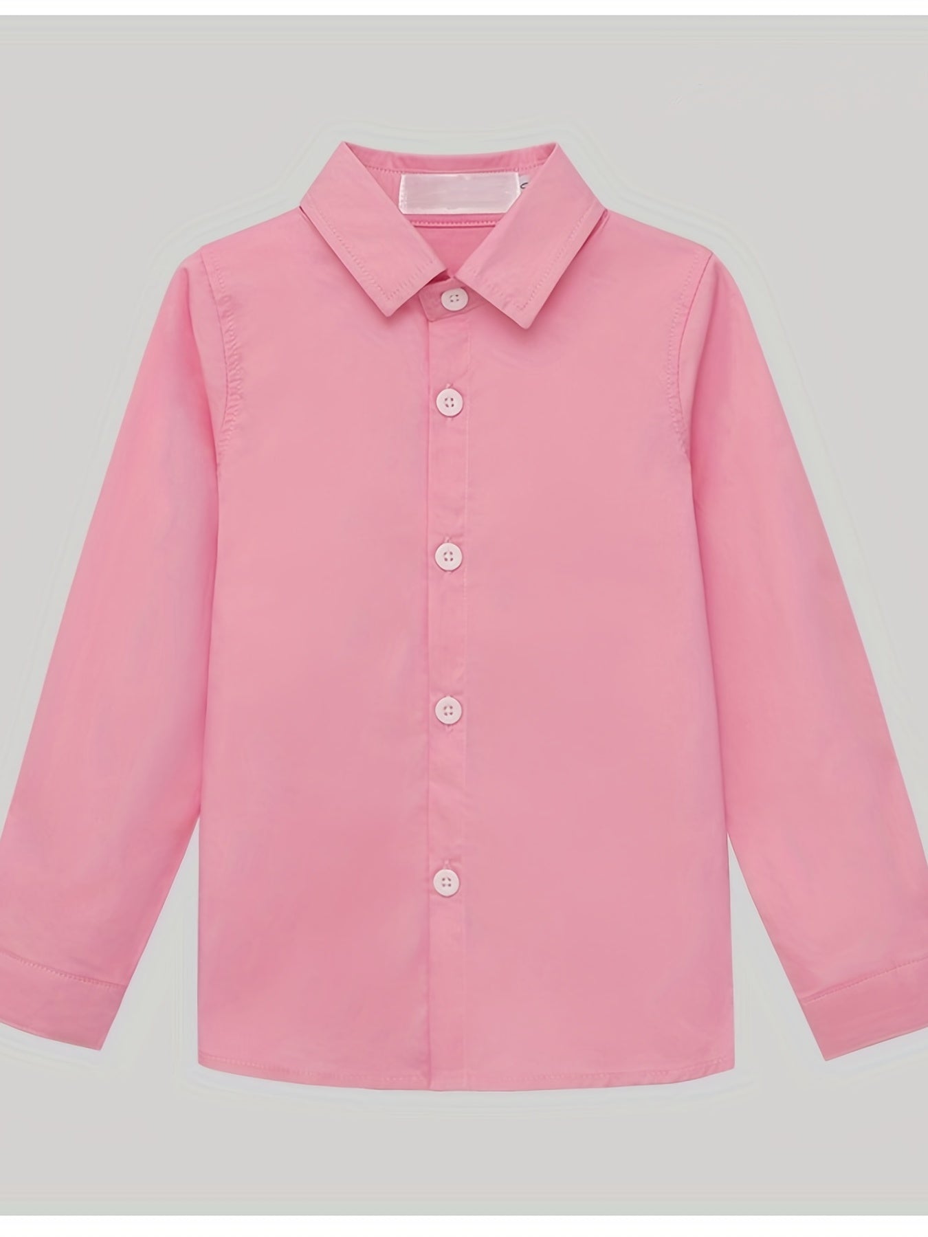 Boys Formal Top Shirt Long Sleeve Lapel Solid Color