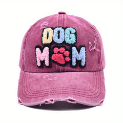 DOG MAMA Patch Baseball Cap Vintage Washed Distressed Sun Hat