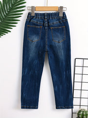 Boys Ripped Denim Jeans Elastic Waist Pants
