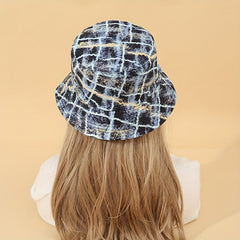 Tie Dye Plaid Print Bucket Hat Casual Fisherman Hat
