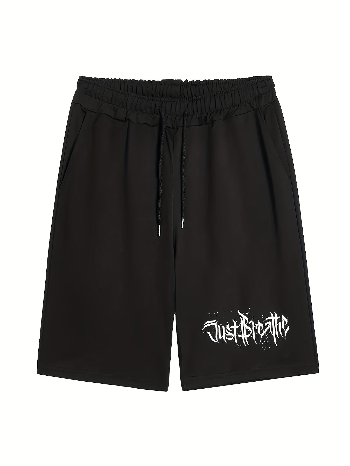 Men's Letter Print Athletic Shorts Drawstring Fitness Gym Outdoor Summer