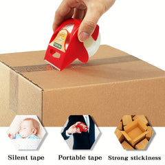OWLKELA Noiseless Packaging Tape 5cmx29.99m Clear Heavy Duty Tape with Dispenser