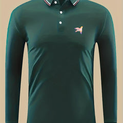Men's Bird Print Button Up Lightweight Polo