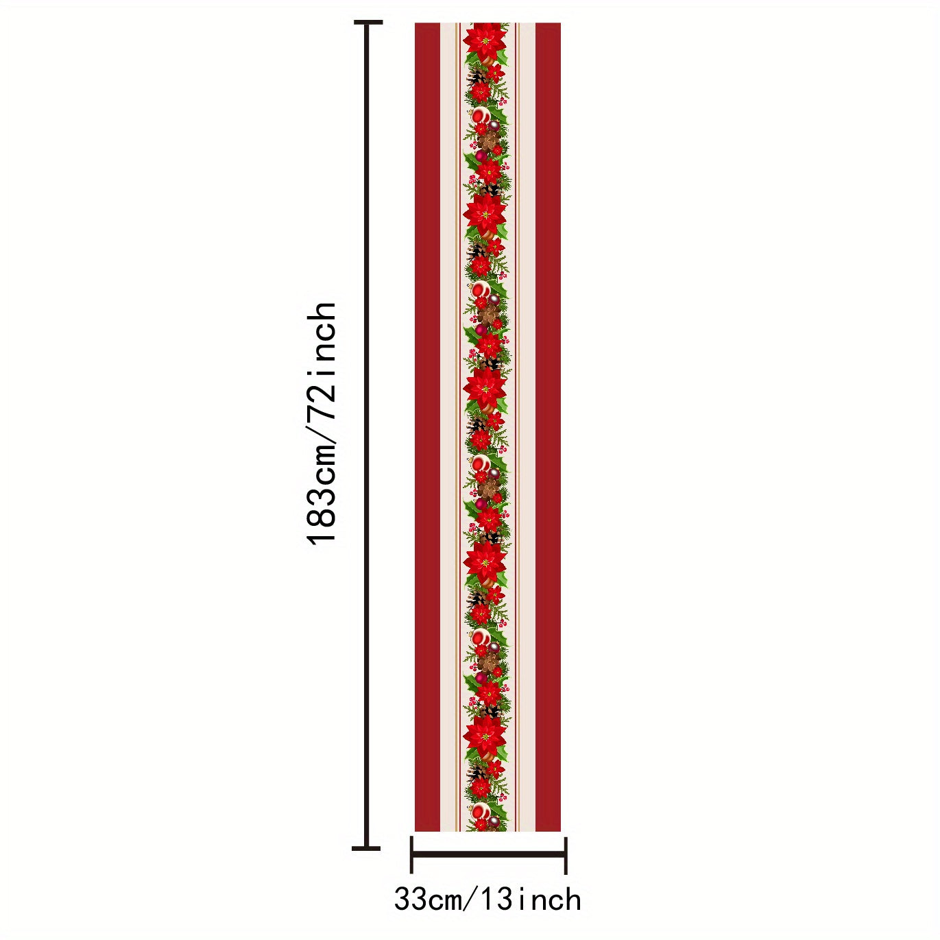 1pc Merry Christmas Table Runner Red Bell Printed Holiday Desktop Decoration
