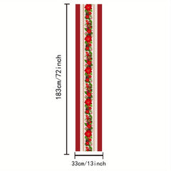 1pc Merry Christmas Table Runner Red Bell Printed Holiday Desktop Decoration