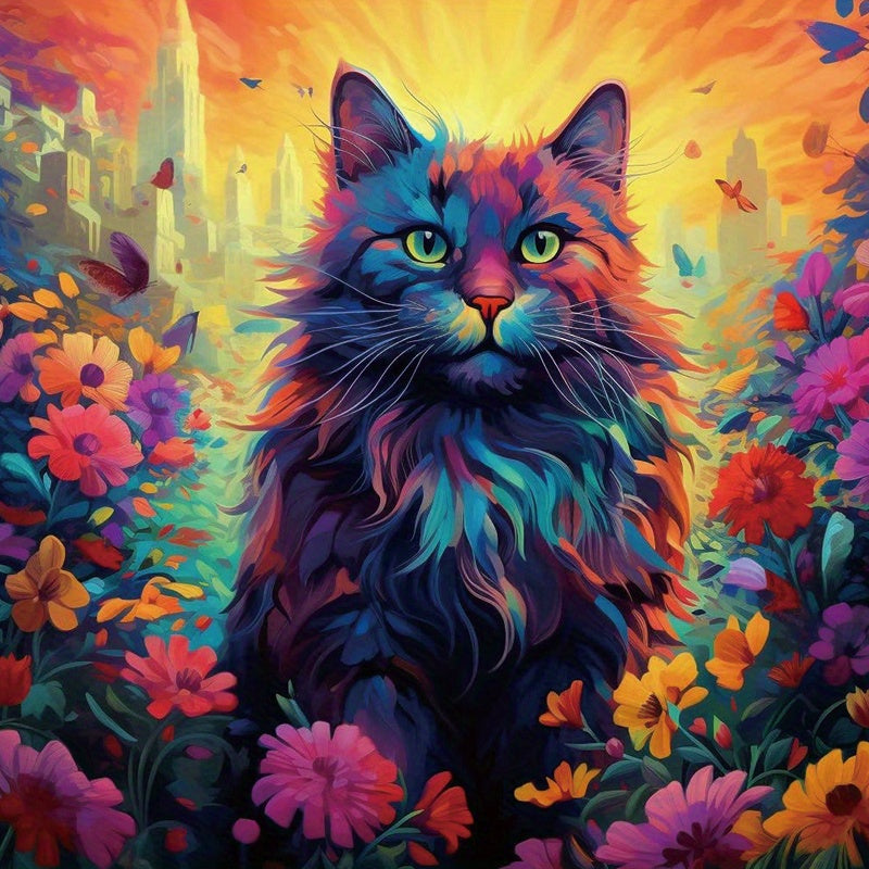 5D Diamond Painting Kit DIY Cat Flower Animal Embroidery