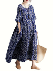 Paisley Print Short Sleeve Maxi Dress