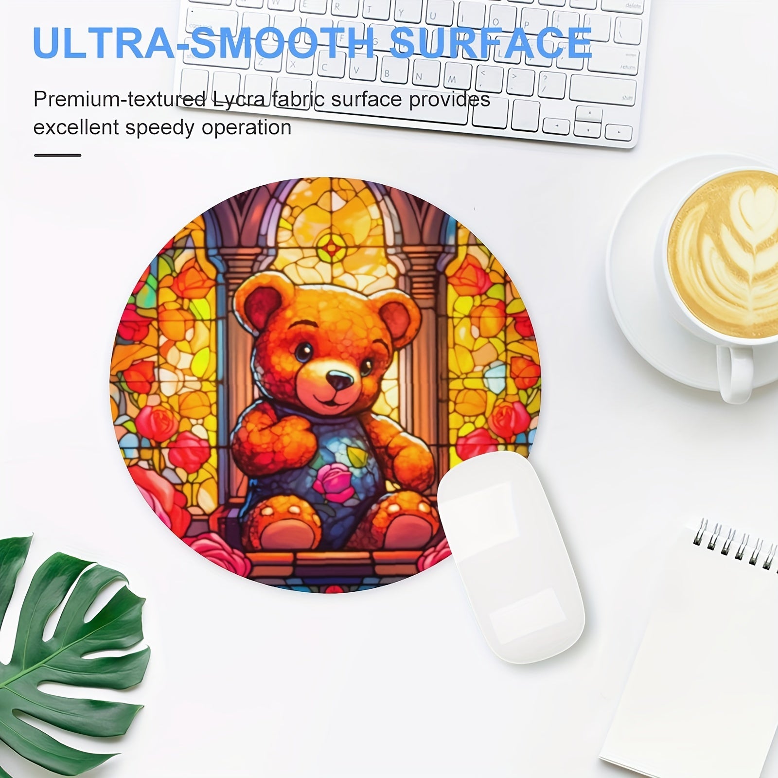 Bear Round Mouse Mat Mouse Pad 7.87 x 7.87 x 0.1inch
