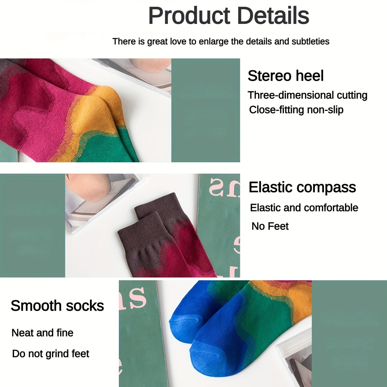 Colorblock Crew Socks Funny Print Mid Tube Stockings