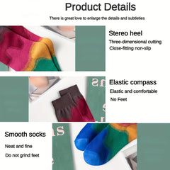 Colorblock Crew Socks Funny Print Mid Tube Stockings